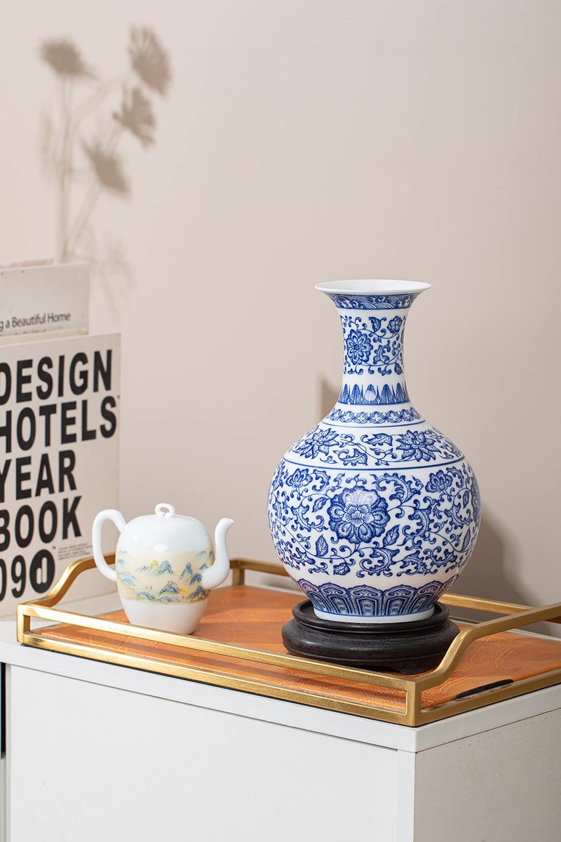 GaLouRo Blue and White Vase  Blue Vase  Chinoiserie Vase  Blue and White Ginger Jar Vase for Home Decor  Blue and White Porcelain Decor 9""H - Image 4